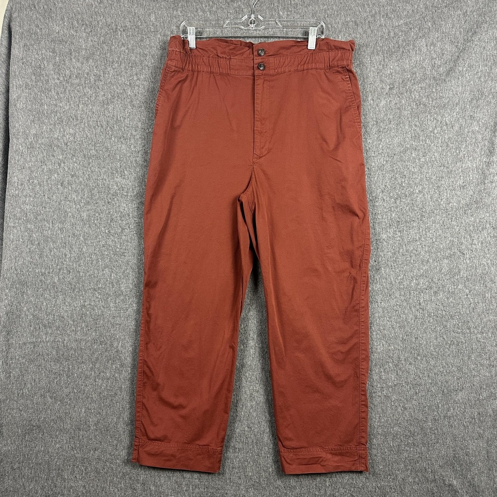 Madewell Pants Womens 14 Rust Twill Ankle Straight Elastic Waist Stretch Casual
